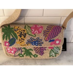 New Release America & Beyond Tan Jungle Leopard Beaded Bag Viral TikTok NWT